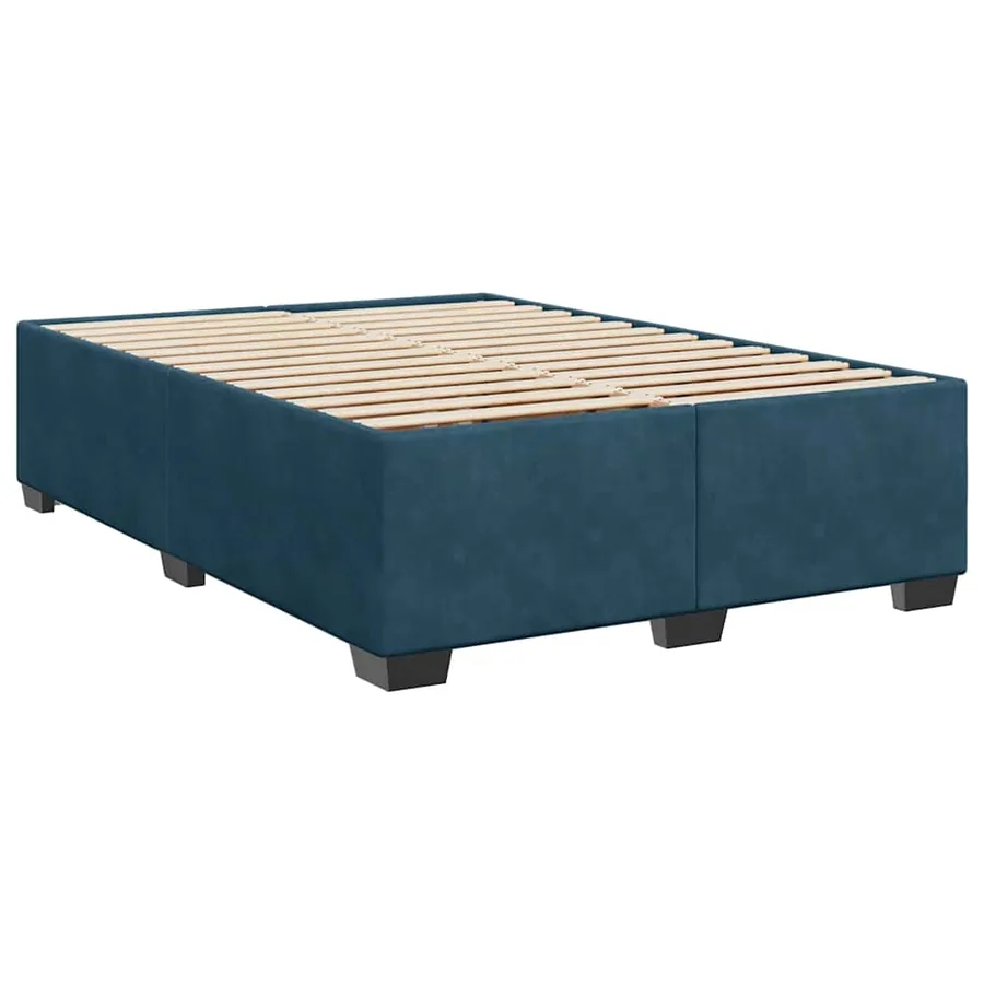 Sommier à lattes de lit et matelas bleu 140x190 cm velours - 10