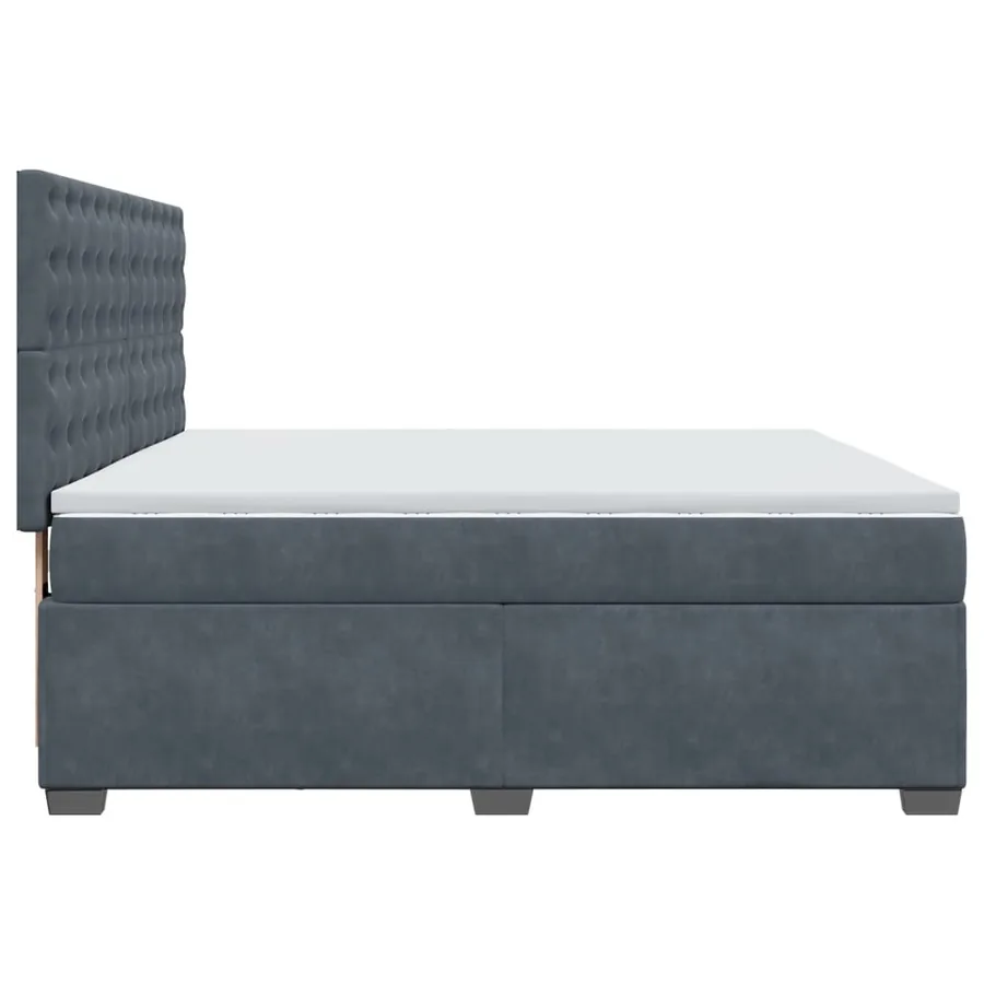 Sommier à lattes de lit et matelas Gris foncé 200x200cm Velours - 9