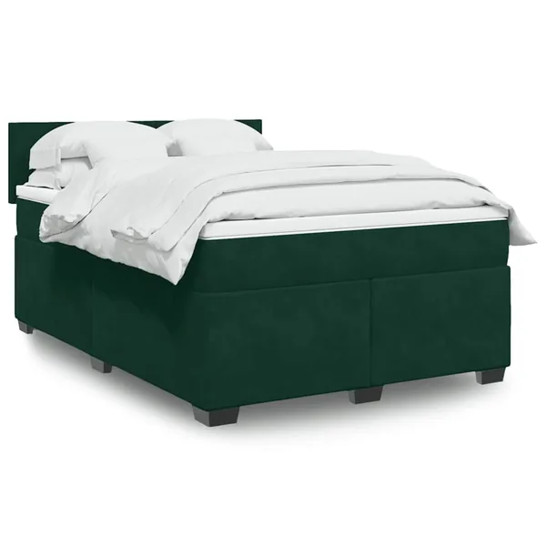 Sommier à lattes de lit et matelas Vert foncé 140x190cm Velours