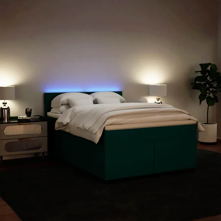 Sommier à lattes de lit et matelas Vert foncé 140x190cm Velours - 5