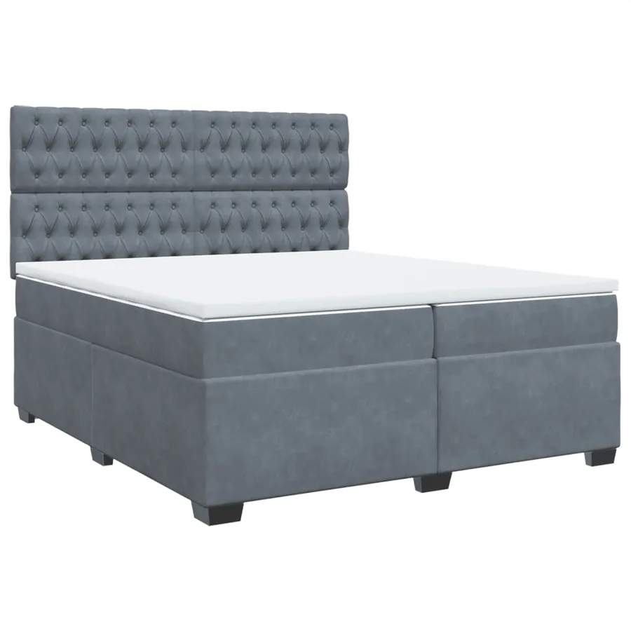 Sommier à lattes de lit et matelas Gris foncé 200x200cm Velours - 3