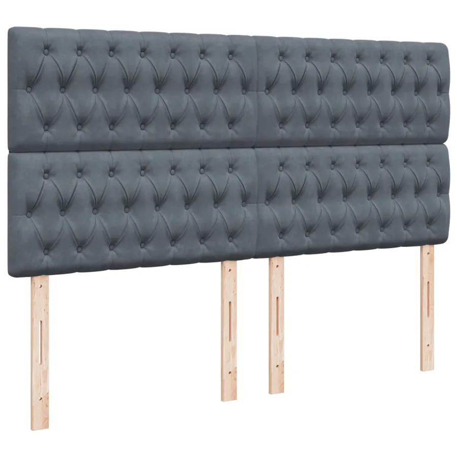 Sommier à lattes de lit et matelas Gris foncé 200x200cm Velours - 7
