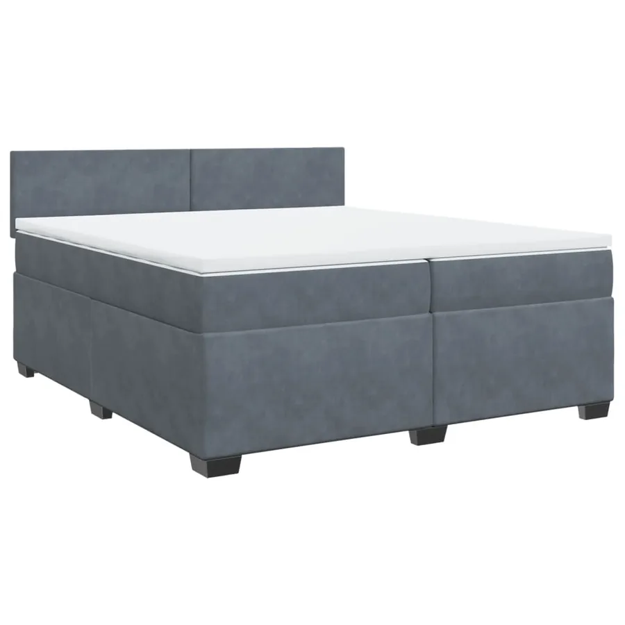 Sommier à lattes de lit et matelas Gris foncé 200x200cm Velours - 2