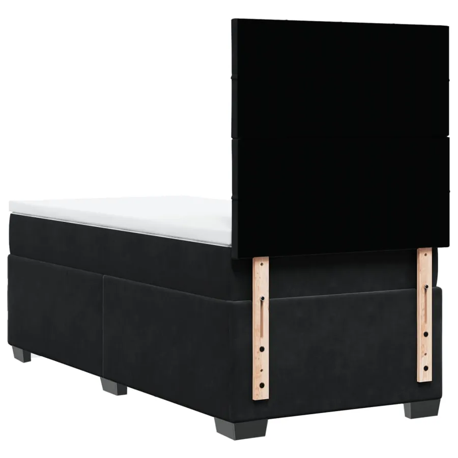 Sommier à lattes de lit avec matelas Noir 100x200 cm Velours - 12