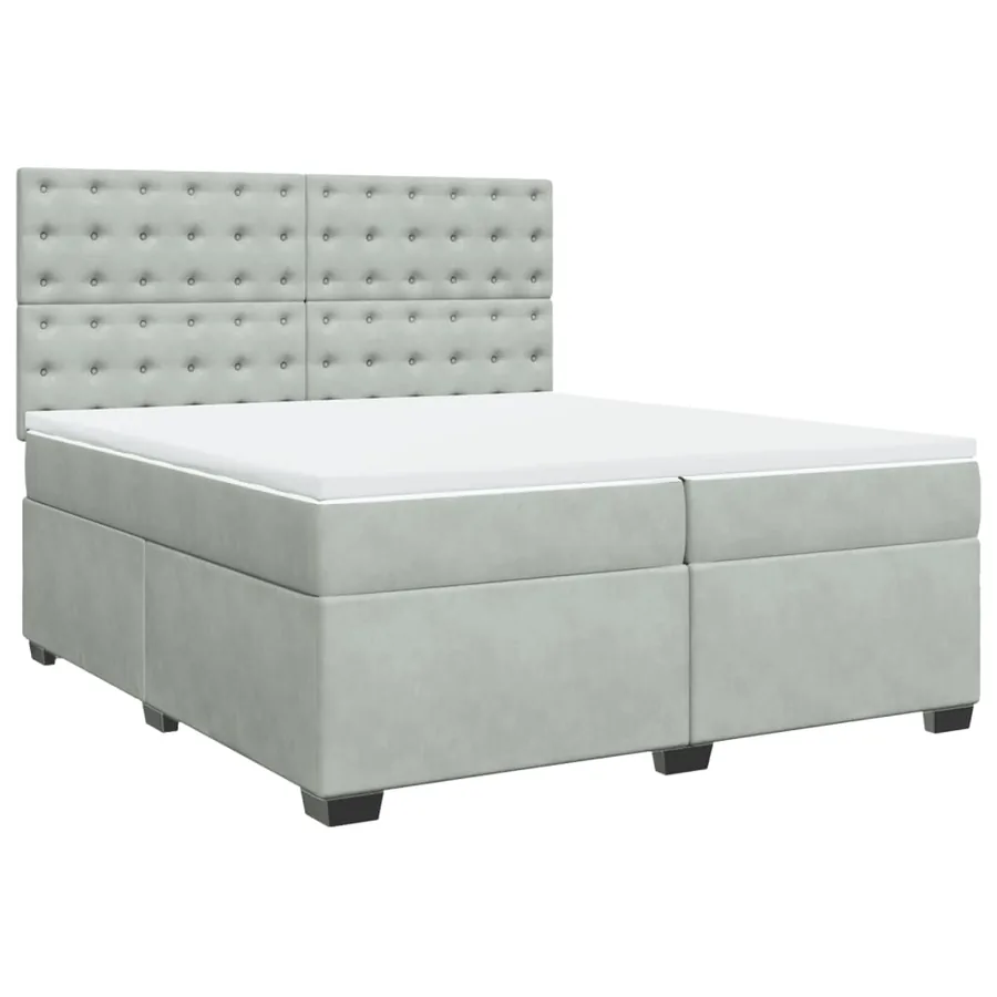 Sommier à lattes de lit et matelas Gris clair 200x200cm Velours - 3