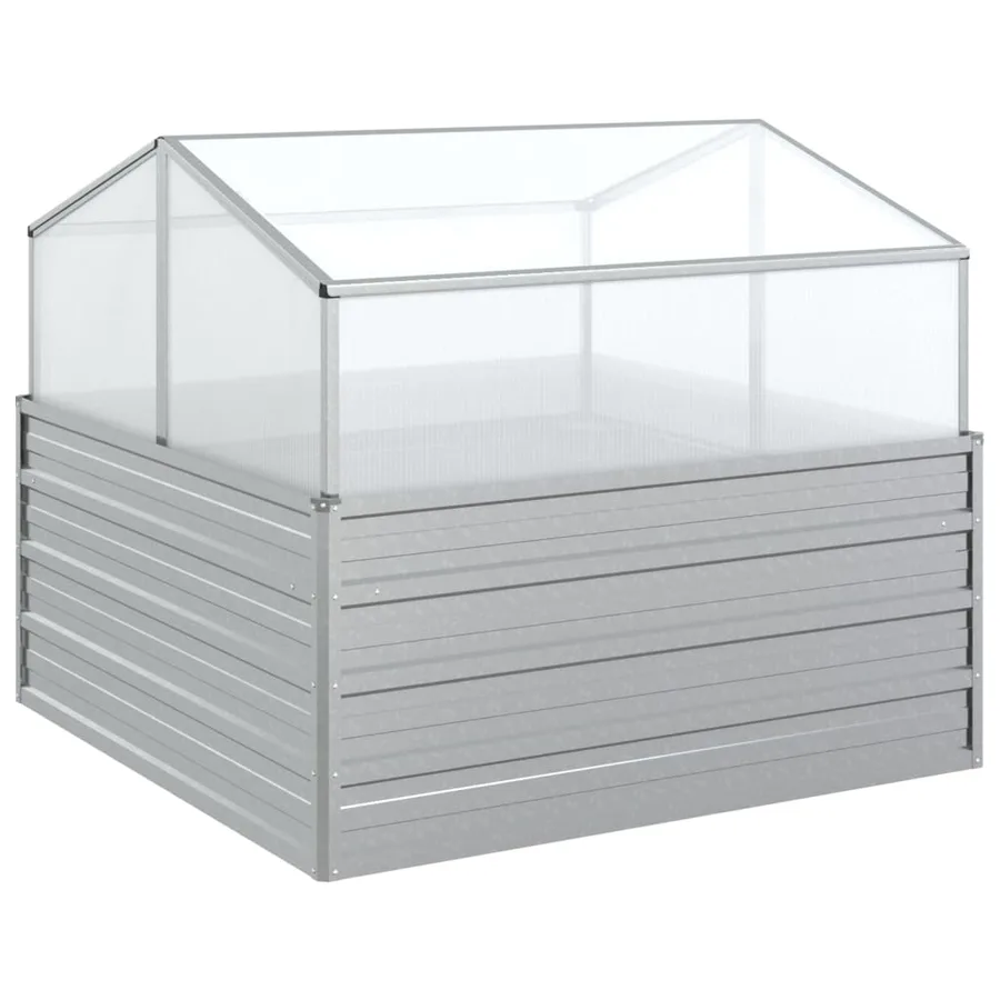 Raised garden bed with greenhouse 100x100x85 cm Silver - 2
