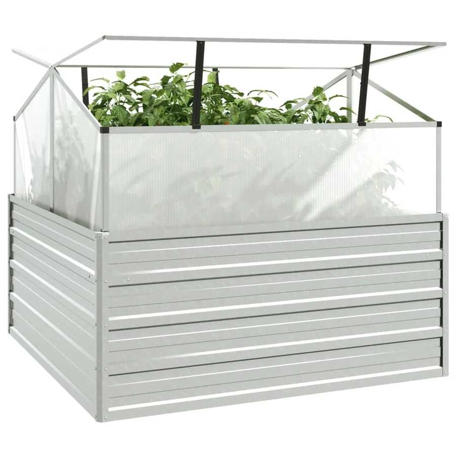 Raised garden bed with greenhouse 100x100x85 cm Silver - 3