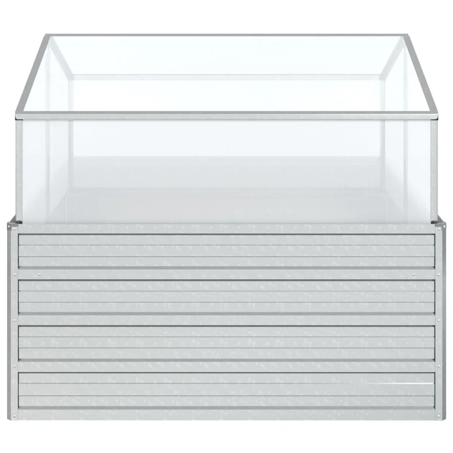 Raised garden bed with greenhouse 100x100x85 cm Silver - 4