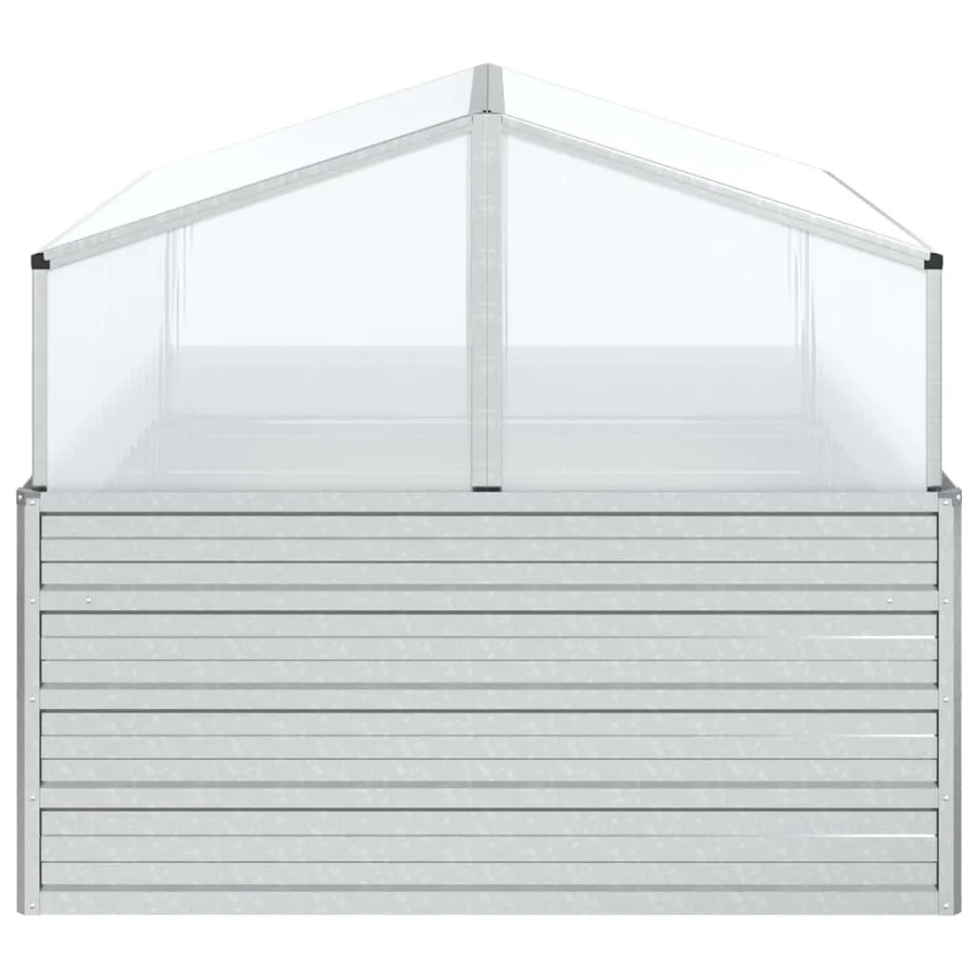 Raised garden bed with greenhouse 100x100x85 cm Silver - 5