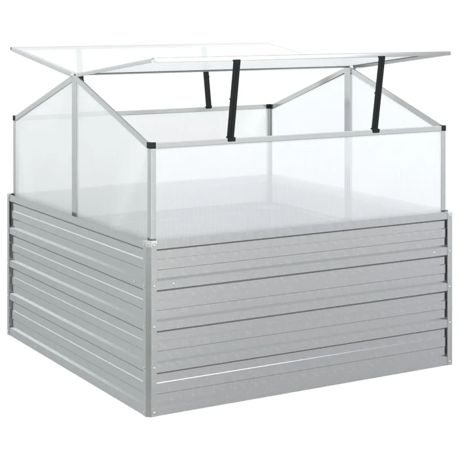 Raised garden bed with greenhouse 100x100x85 cm Silver - 6
