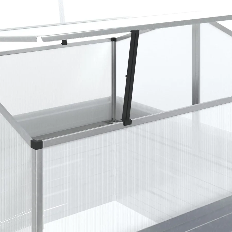 Raised garden bed with greenhouse 100x100x85 cm Silver - 7
