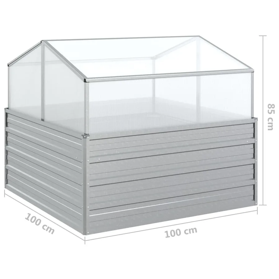 Raised garden bed with greenhouse 100x100x85 cm Silver - 8