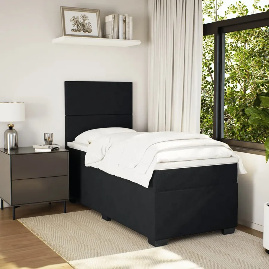 Sommier à lattes de lit avec matelas Noir 100x200 cm Velours - 3
