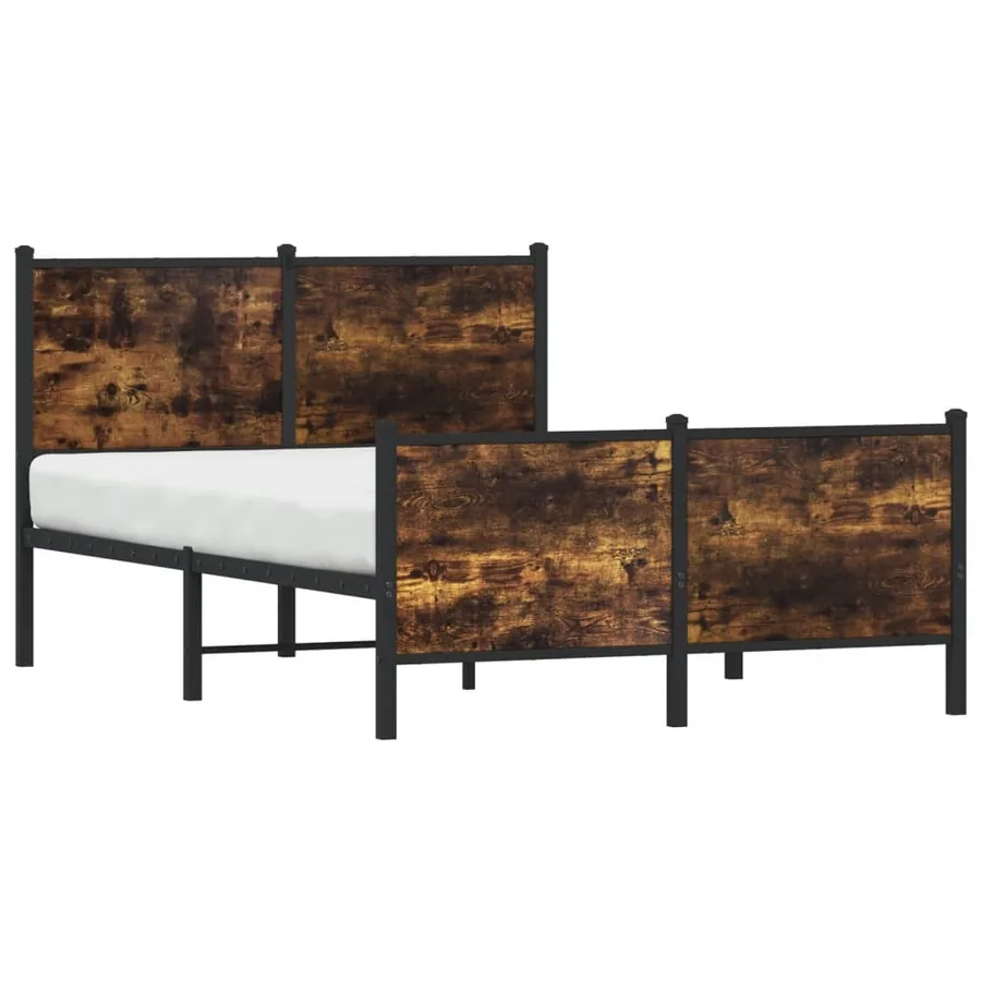 Cadre de lit en métal sans matelas chêne fumé 120x190 cm - 4