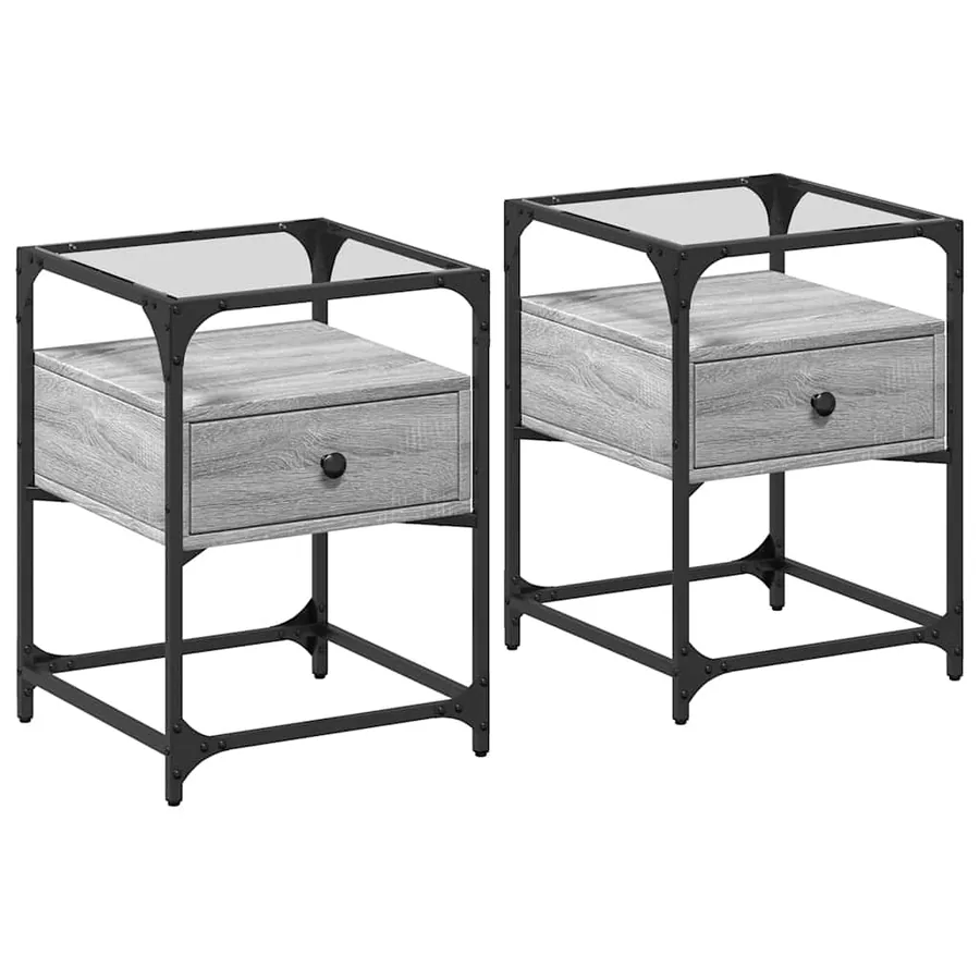 Tables de chevet 2 pcs sonoma gris 40x40x55 cm bois ingénierie - 2