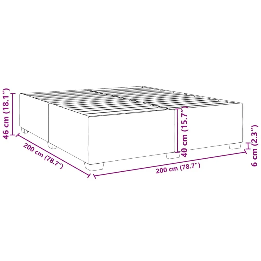 Cadre de lit sans matelas gris clair 200x200 cm velours - 9