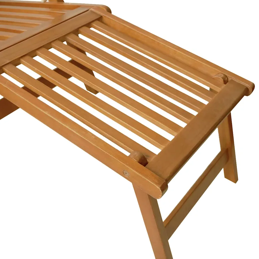 Chaise longue d'extérieur repose-pieds lot de 2 Acacia solide - 6
