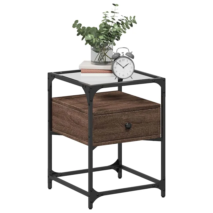 Tables de chevet 2pcs chêne marron 40x40x55cm bois d'ingénierie - 3