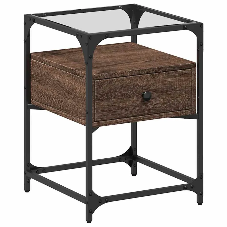 Tables de chevet 2pcs chêne marron 40x40x55cm bois d'ingénierie - 5