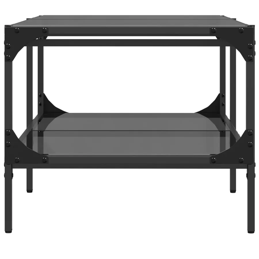 Table basse avec dessus en verre noir 98,5x50x45 cm acier - 5