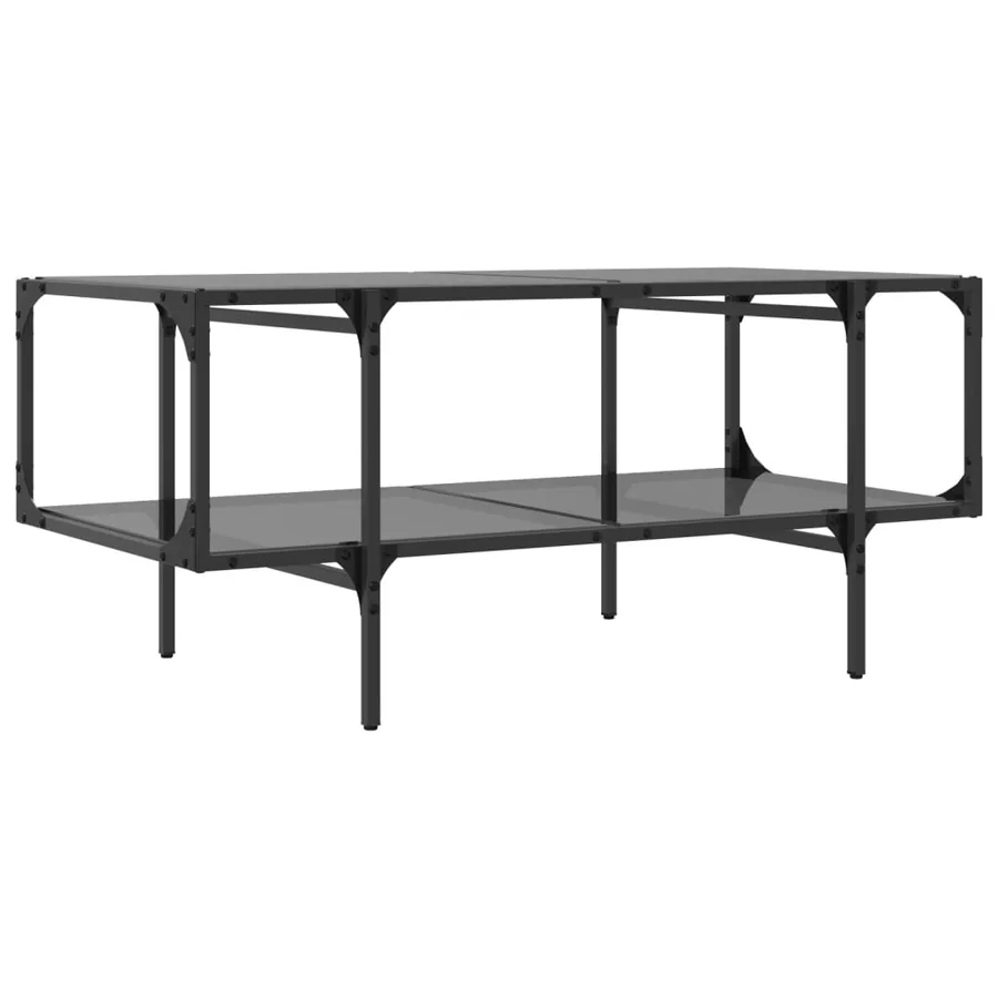 Table basse avec dessus en verre noir 98,5x50x45 cm acier - 6