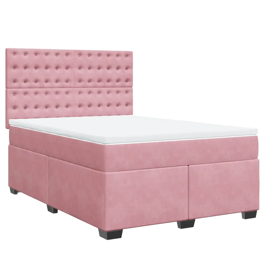 Sommier à lattes de lit avec matelas Rose 140x190 cm Velours - 2