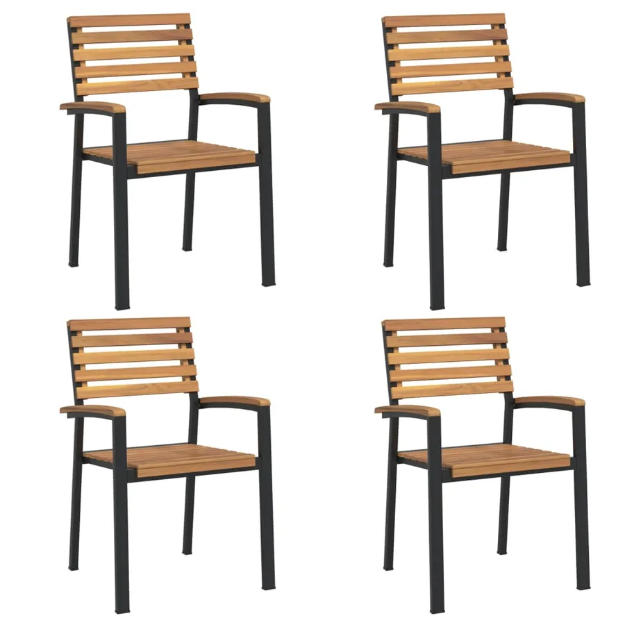 5 pcs garden dining set Solid acacia wood and metal - 3