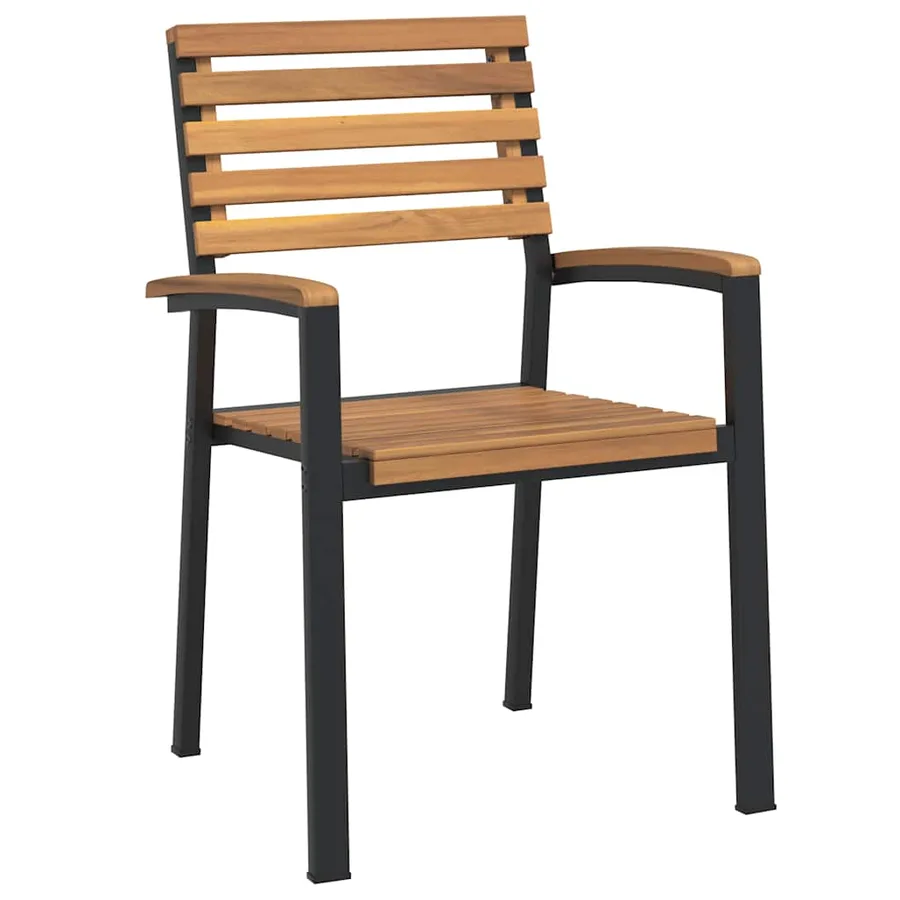 Ensemble à manger de jardin 5 pcs bois d'acacia massif et métal - 4
