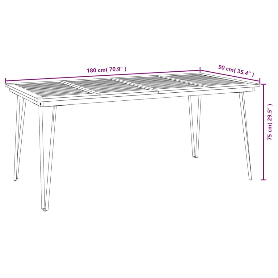 Ensemble à manger de jardin 5 pcs bois d'acacia massif et métal - 8
