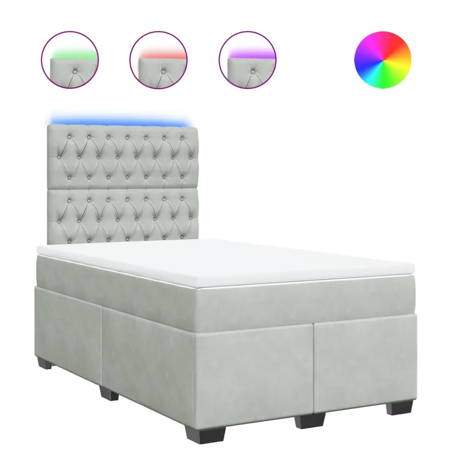 Sommier à lattes de lit et matelas Gris clair 120x200cm Velours - 2