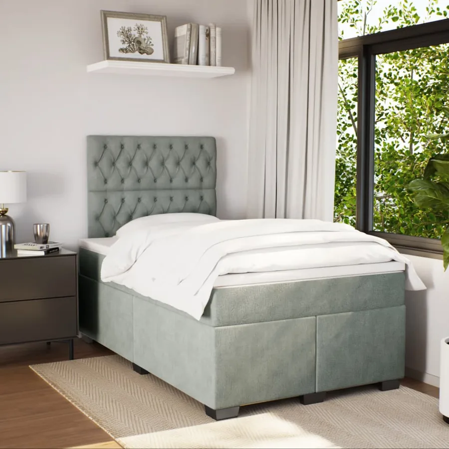 Sommier à lattes de lit et matelas Gris clair 120x200cm Velours - 4