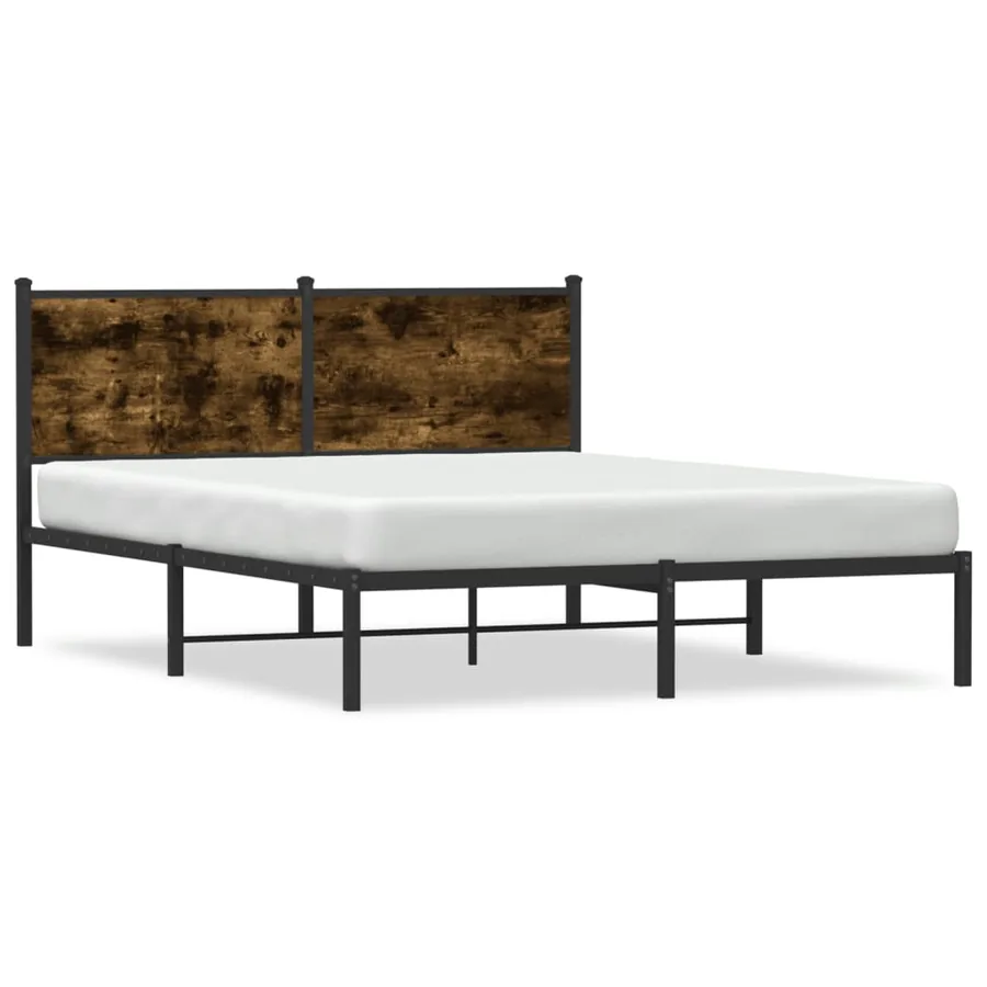 Cadre de lit en métal sans matelas chêne fumé 140x200 cm - 2