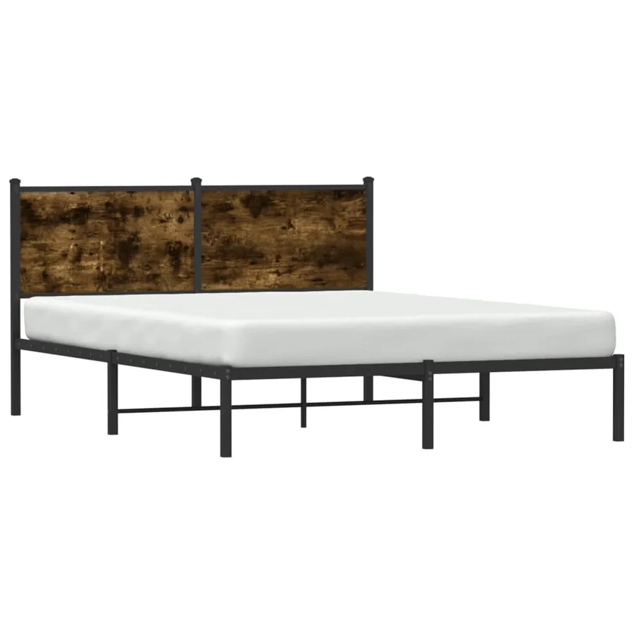 Cadre de lit en métal sans matelas chêne fumé 140x200 cm - 4