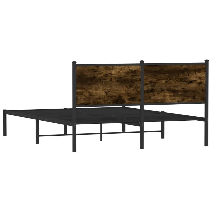 Cadre de lit en métal sans matelas chêne fumé 140x200 cm - 7