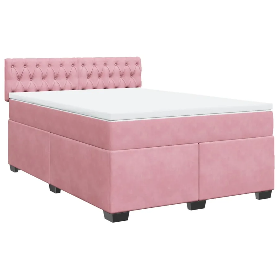 Sommier à lattes de lit avec matelas Rose 140x190 cm Velours - 3