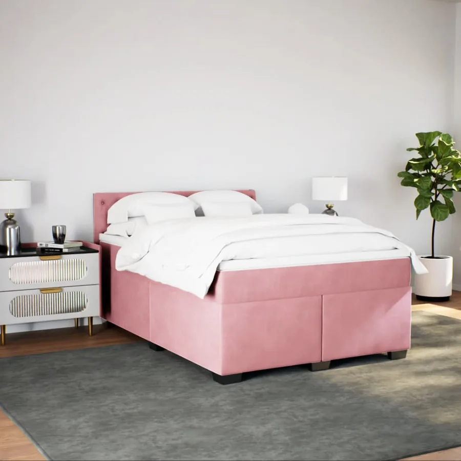 Sommier à lattes de lit avec matelas Rose 140x190 cm Velours - 5