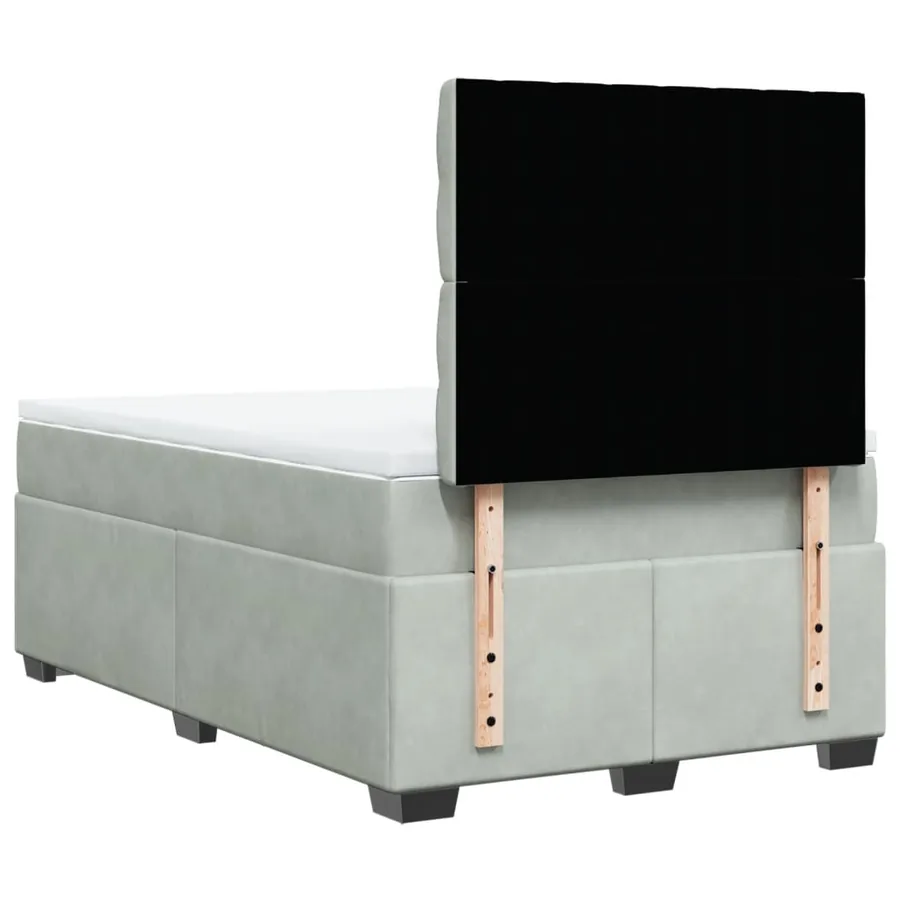 Sommier à lattes de lit et matelas gris clair 120x190cm velours - 10