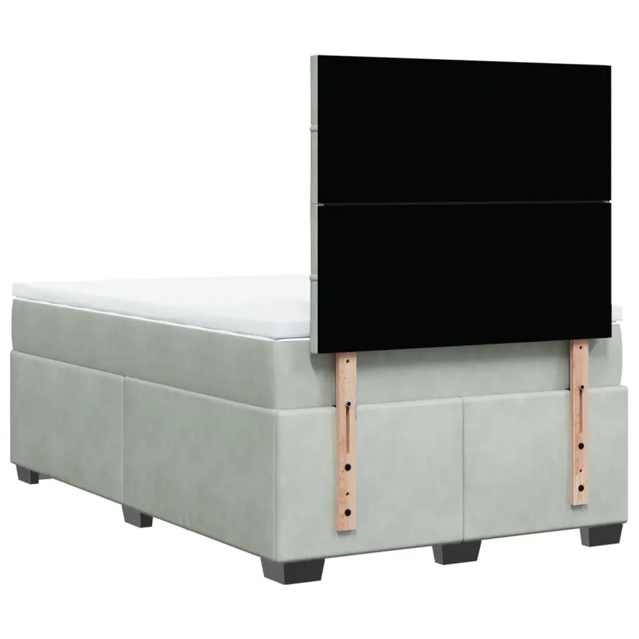 Sommier à lattes de lit et matelas gris clair 120x190cm velours - 10