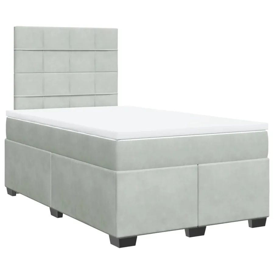 Sommier à lattes de lit et matelas gris clair 120x190cm velours - 2