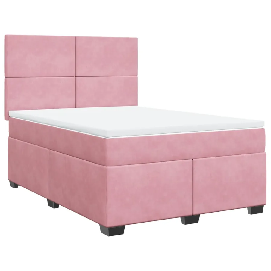 Sommier à lattes de lit avec matelas Rose 140x190 cm Velours - 3