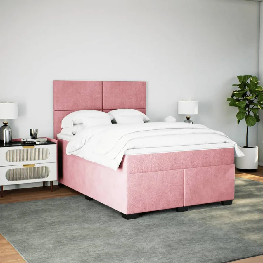 Sommier à lattes de lit avec matelas Rose 140x190 cm Velours - 4