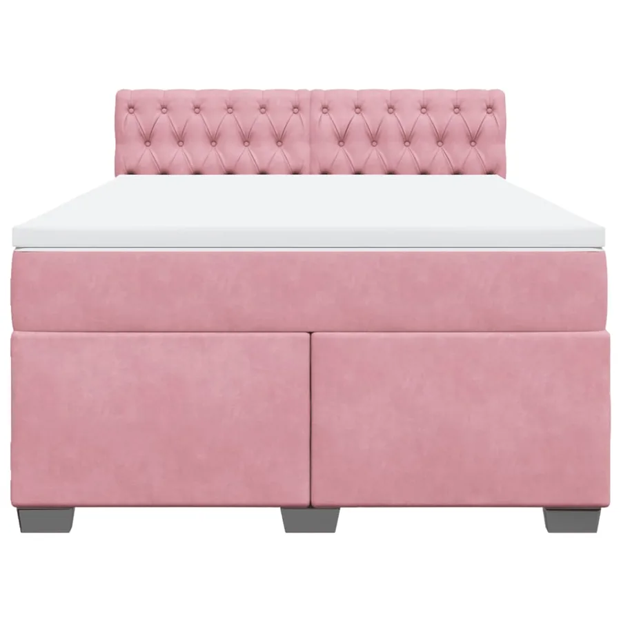 Sommier à lattes de lit avec matelas Rose 140x190 cm Velours - 4