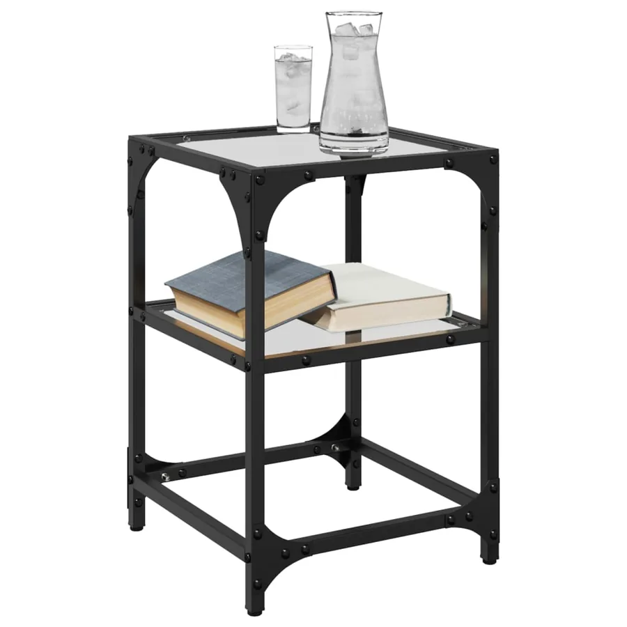 Table basse avec dessus en verre transparent 30x30x45 cm acier - 3