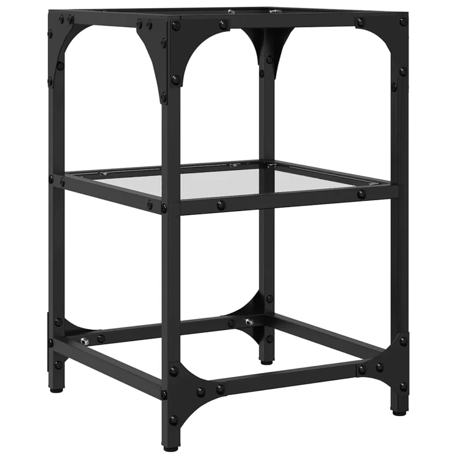 Table basse avec dessus en verre transparent 30x30x45 cm acier - 6