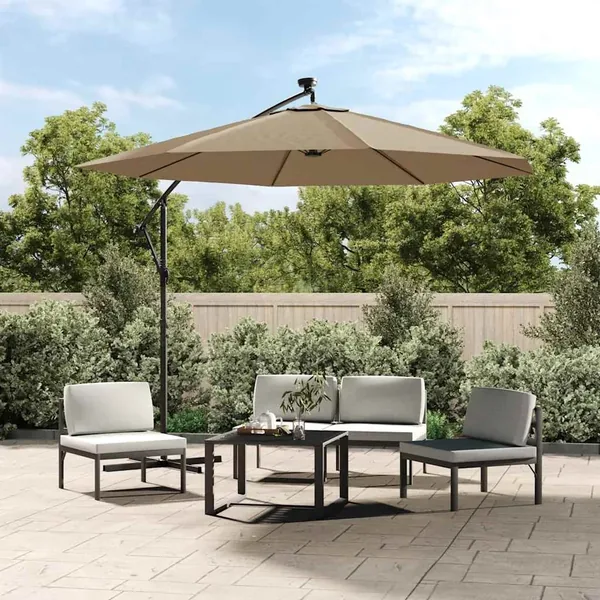 Tissu de rechange pour parasol déporté taupe 350 cm