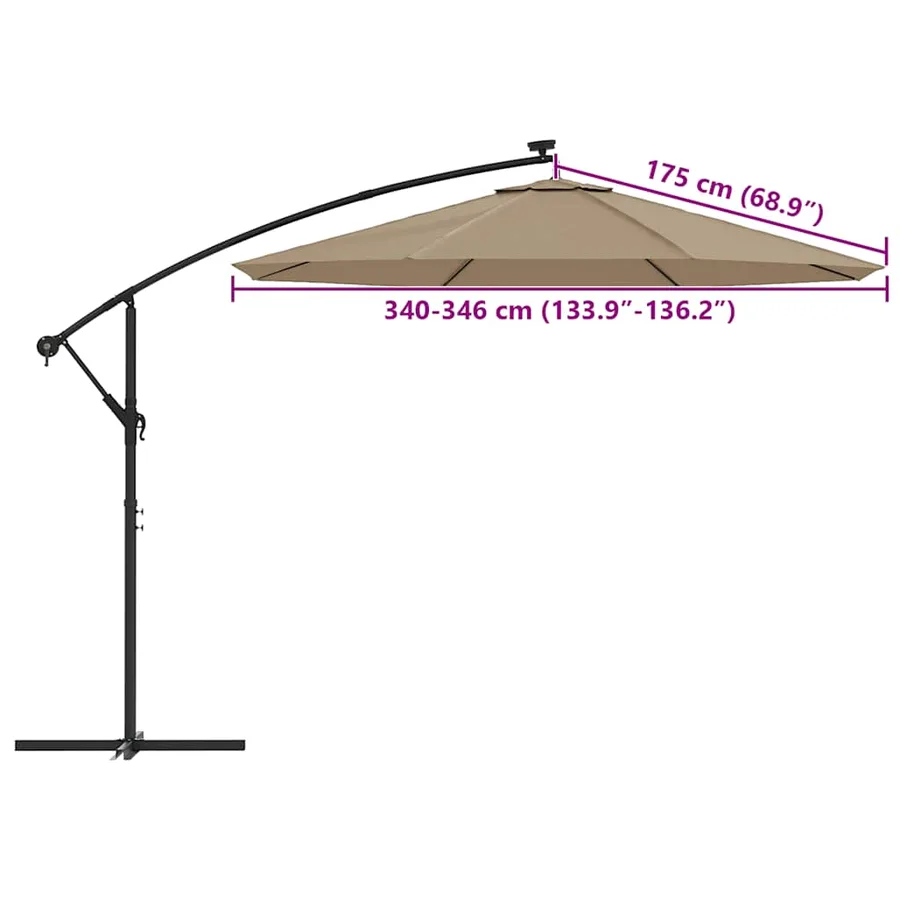 Replacement fabric for cantilever parasol Taupe 350 cm - 8