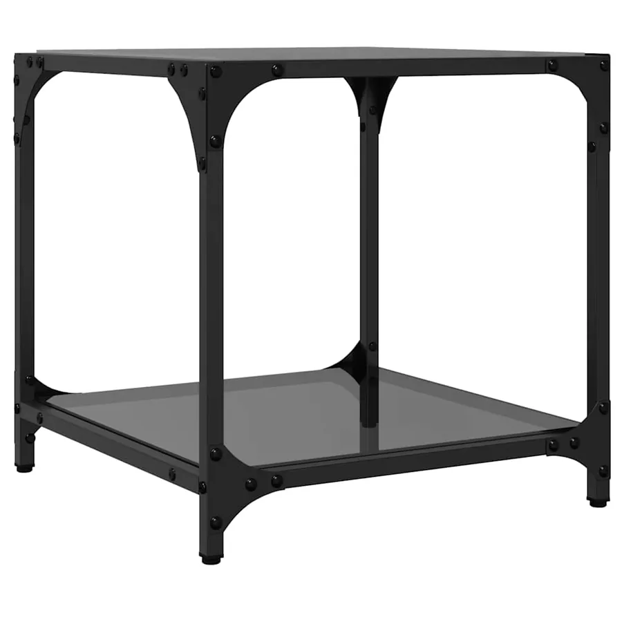 Table basse avec dessus en verre noir 40x40x40 cm acier - 6
