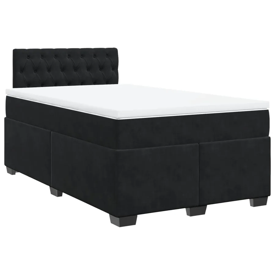 Sommier à lattes de lit avec matelas noir 120x190 cm velours - 3