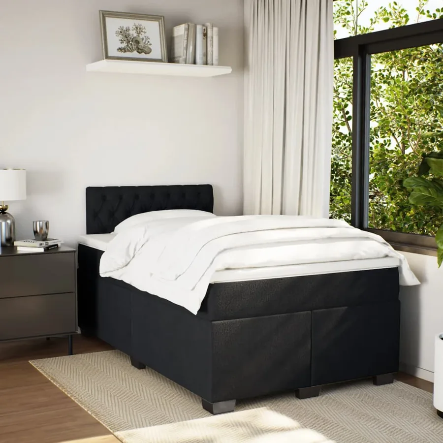 Sommier à lattes de lit avec matelas noir 120x190 cm velours - 4