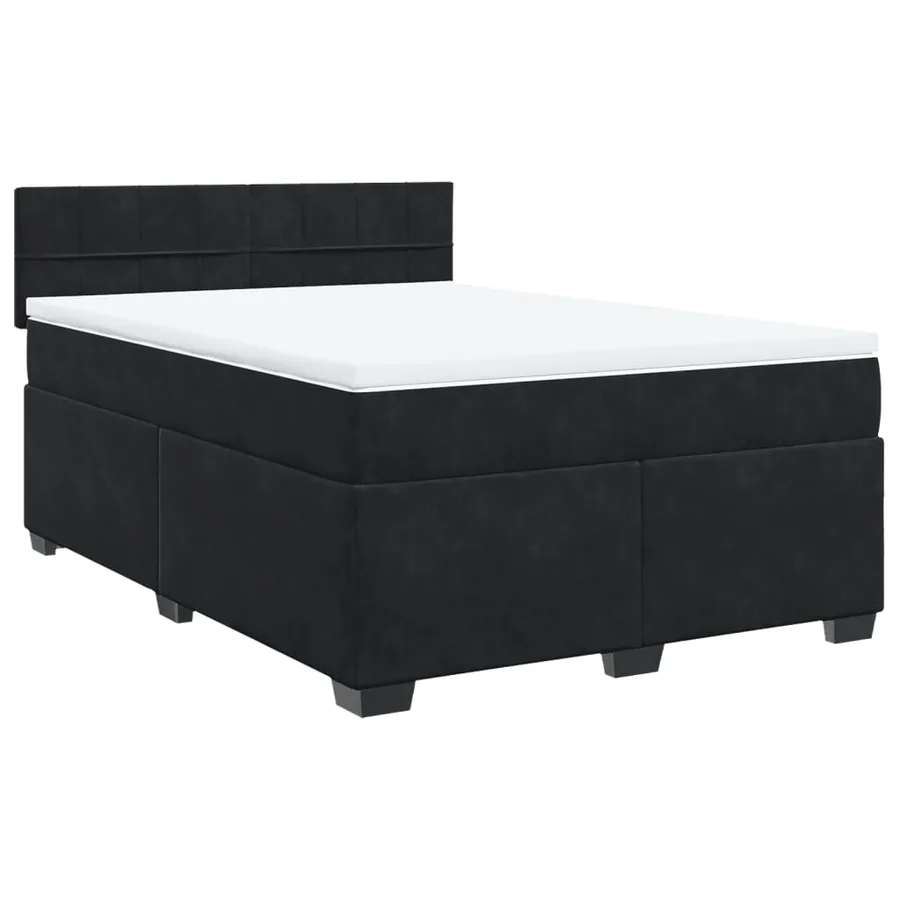 Sommier à lattes de lit avec matelas Noir 140x190 cm Velours - 2